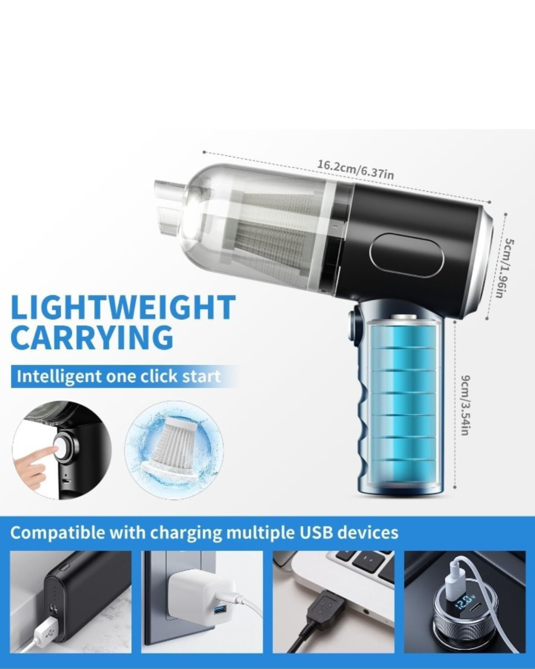 Mini Portable Vacuum Cleaner For Car, Home & Office