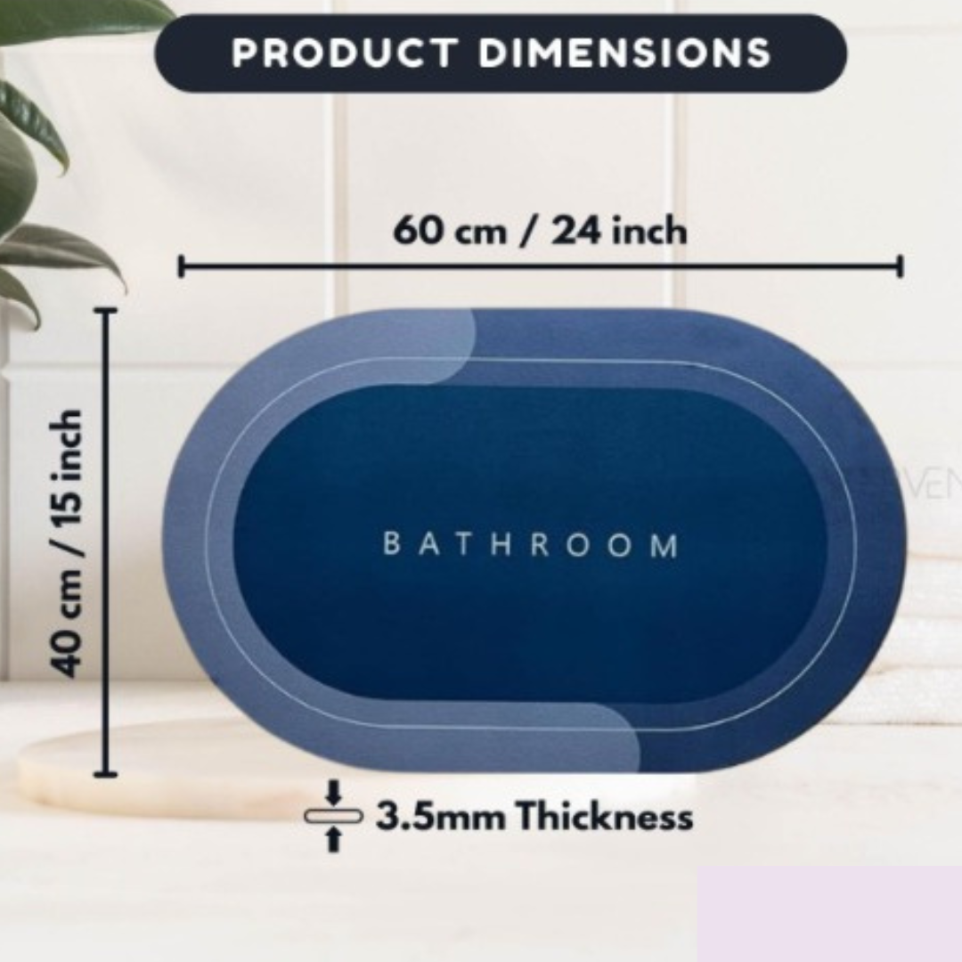 Oval Floor Mat – Soft, Anti-Skid & Fast-Dry Surface (Blue, 40x60cm)