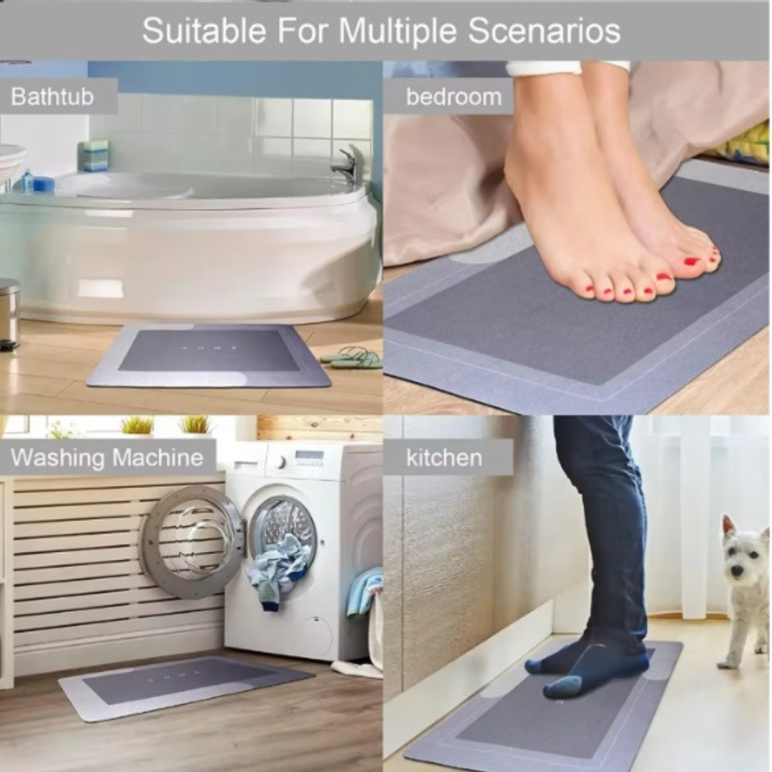 Oval Floor Mat – Soft, Anti-Skid & Fast-Dry Surface (Blue, 40x60cm)