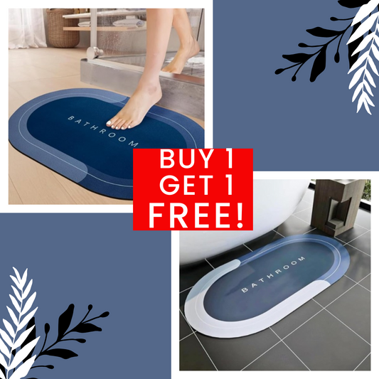 Oval Floor Mat – Soft, Anti-Skid & Fast-Dry Surface (Blue, 40x60cm)