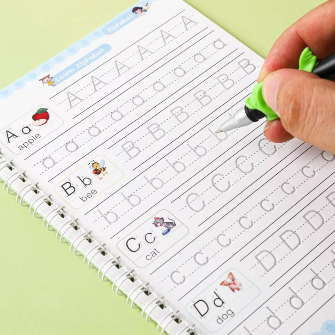 Reusable Learning Book Set for Kids (8 Books + 2 Pens + 20 Refills)