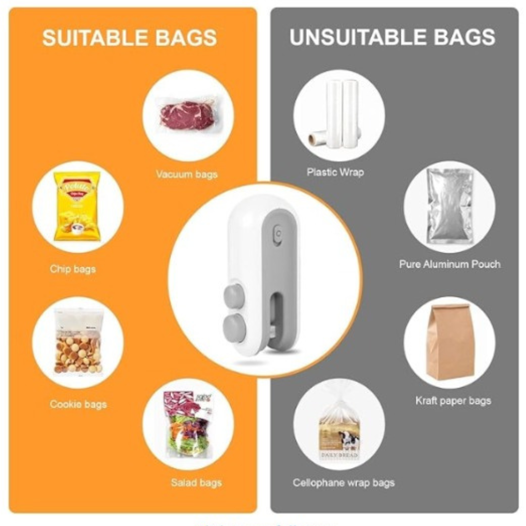 Mini Travel Friendly 2-in 1 Magnetic Sealer & Cutter USB Rechargeable