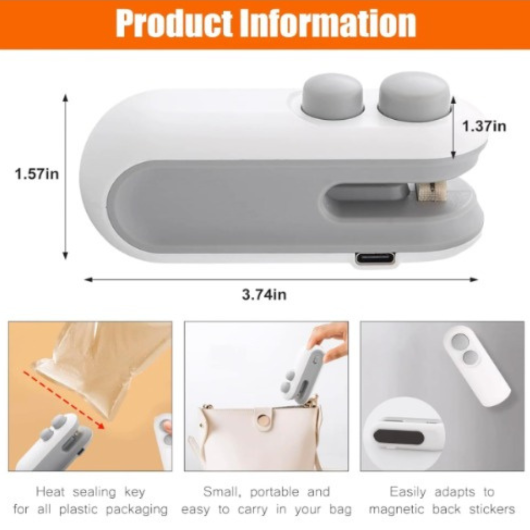 Mini Travel Friendly 2-in 1 Magnetic Sealer & Cutter USB Rechargeable