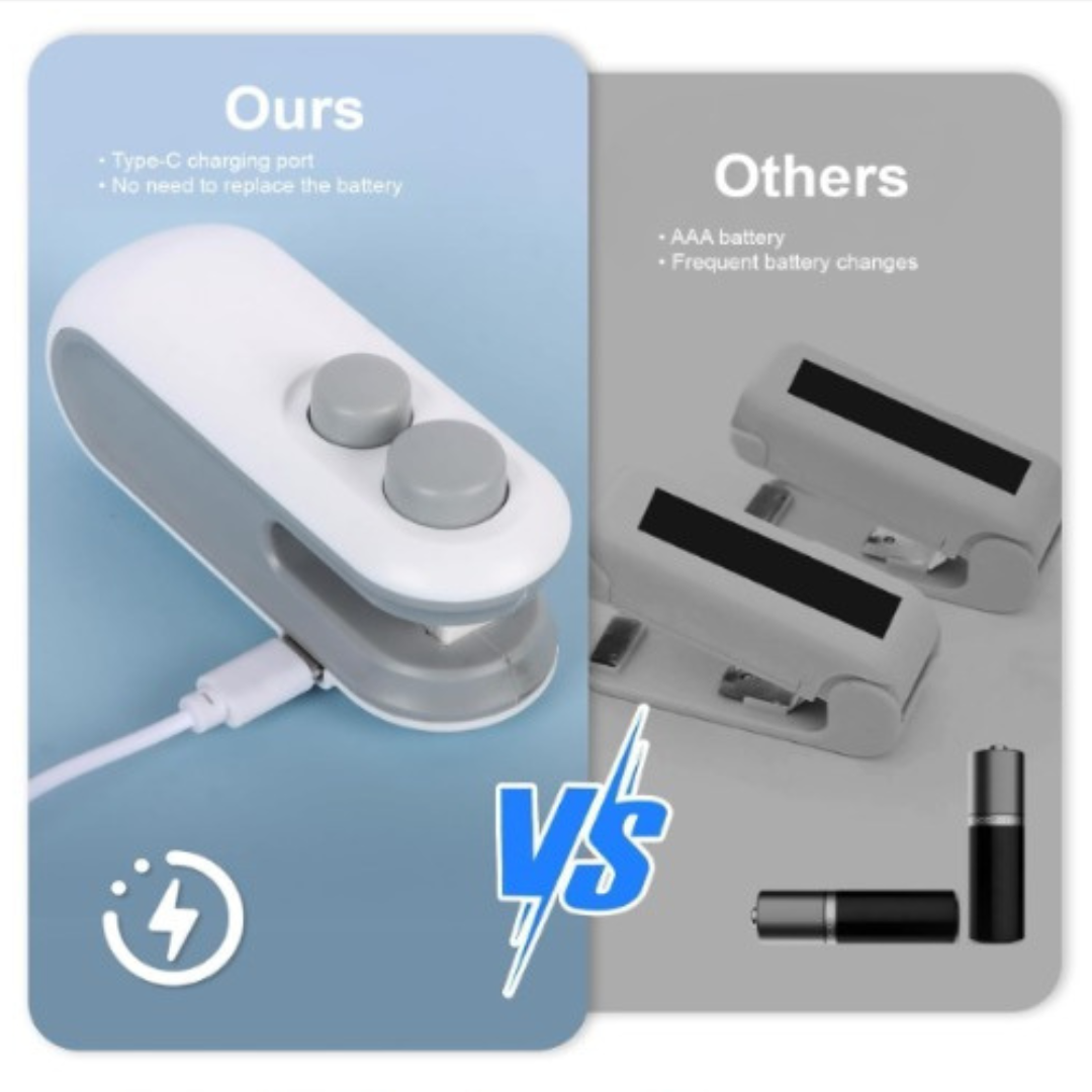 Mini Travel Friendly 2-in 1 Magnetic Sealer & Cutter USB Rechargeable